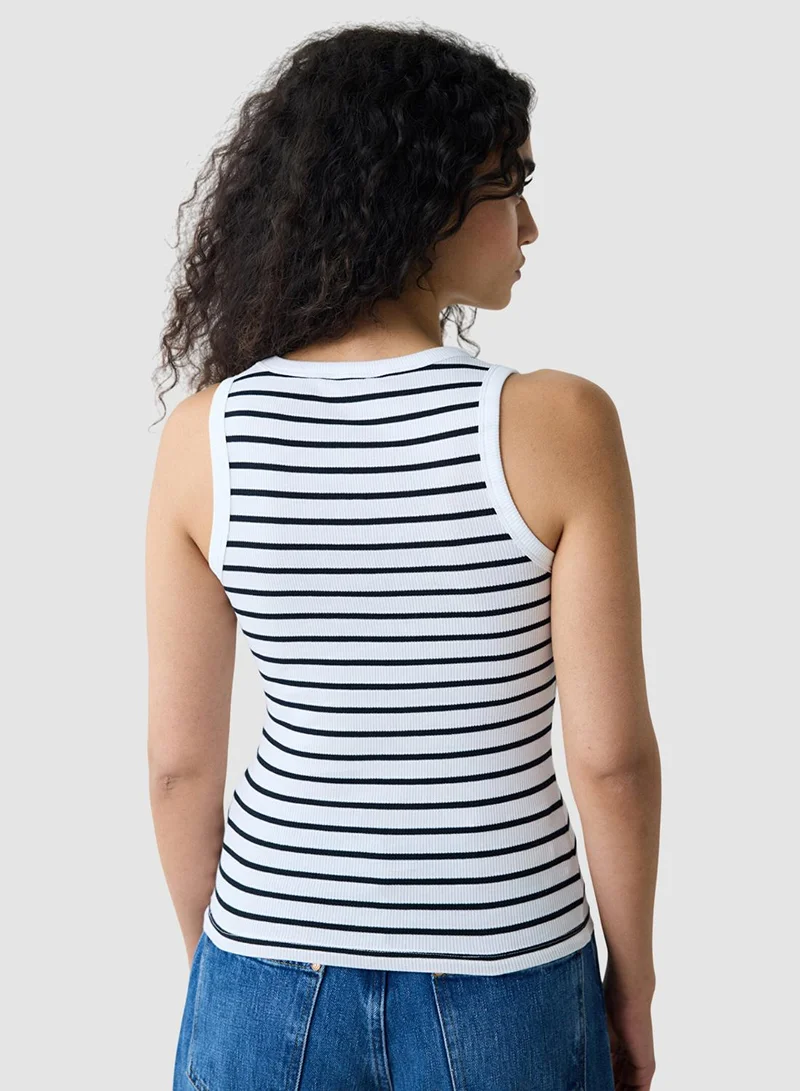 Penti Basic White Stripe Rib Top